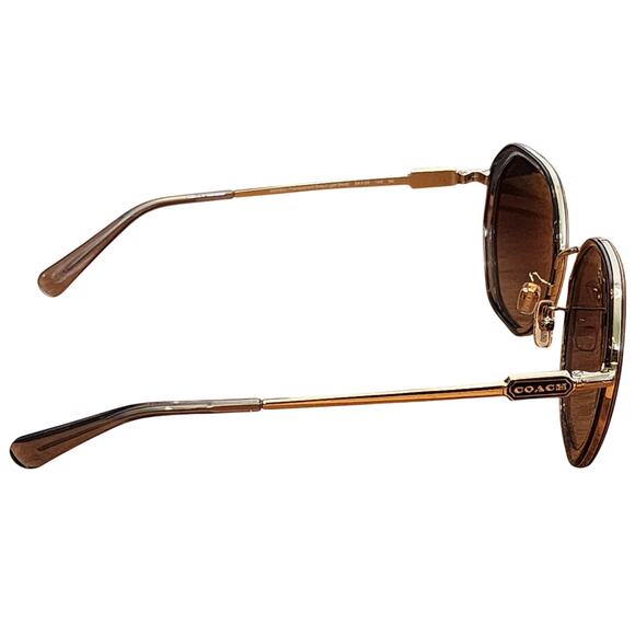 Coach Geometric Sunglasses, Clear Grey & Gold, NIB